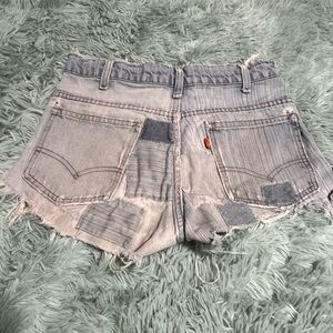 Levi's Light Blue Patchwork Distressed Denim Shorts *70s Vintage* one of a kind